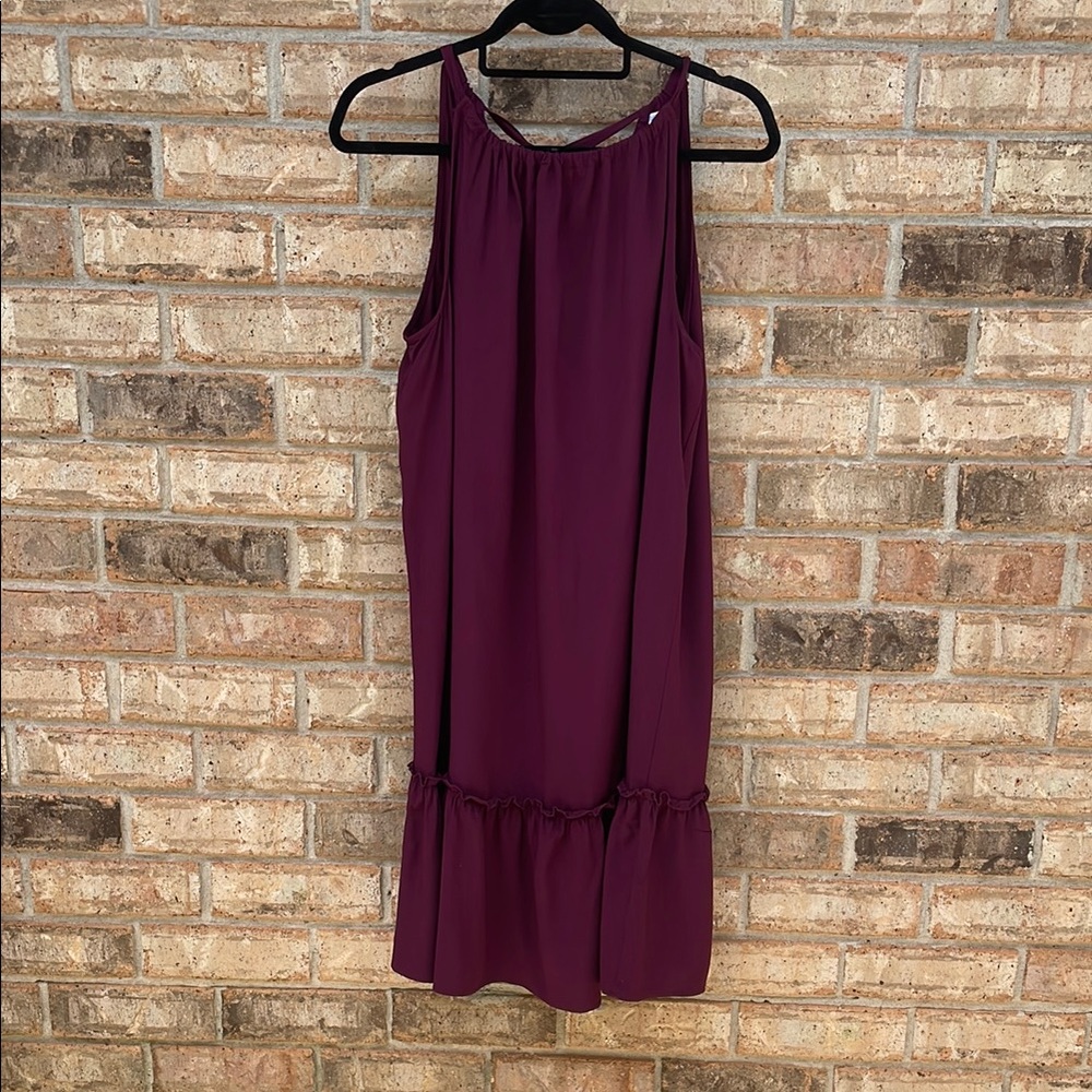 Time and Tru Purple Ruffled Tiered Halter Midi Dress